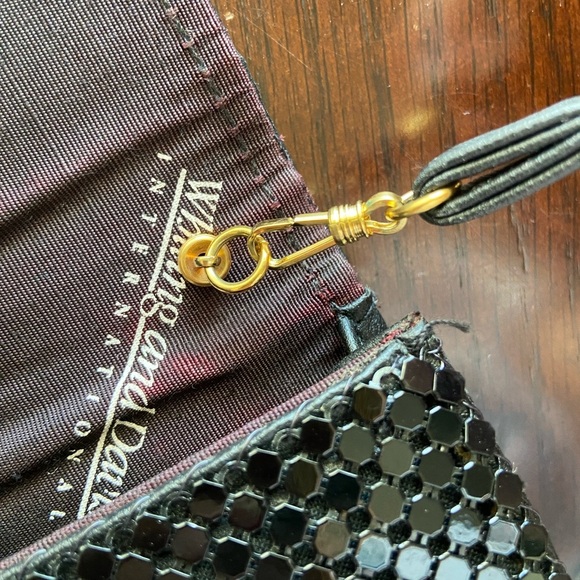 Vintage WHITING and DAVIS INTERNATIONAL Black Mesh Medium Handbag - Picture 10 of 13